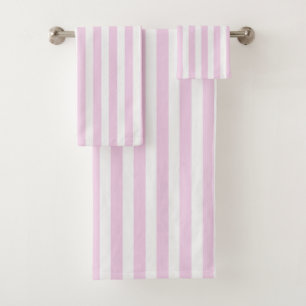 Conjunto De Toalhas Listras brancas e cor-de-rosa pálido