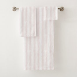 Conjunto De Toalhas Listras Brancas Rosa Claro