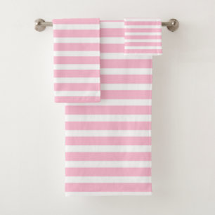 Conjunto De Toalhas Listras brandamente cor-de-rosa e brancas