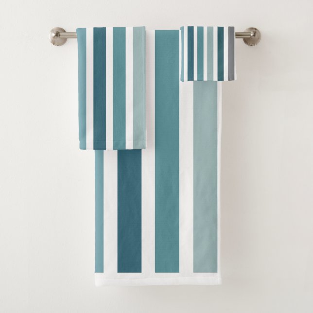 Conjunto De Toalhas Listras Cinza Azul (Insitu)