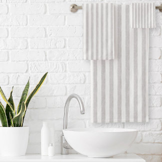 Conjunto De Toalhas Listras Cinza e Branco Minimalista Moderna Fazenda