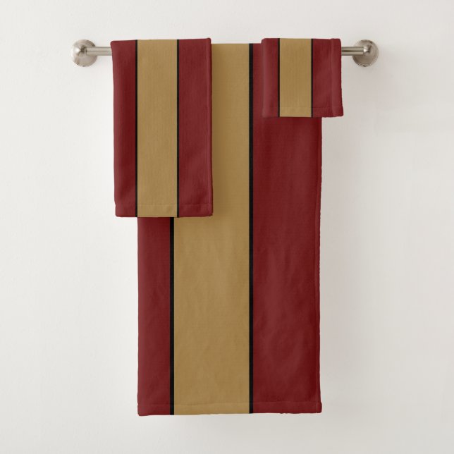 Conjunto De Toalhas Listras Clássicas de Natal Vermelho e Dourado (Insitu)