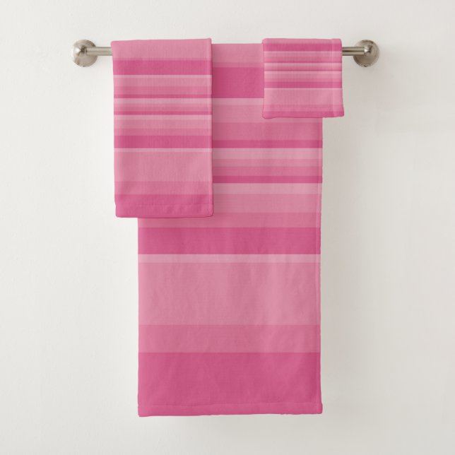 Conjunto De Toalhas Listras Complexas a Rosa (Insitu)