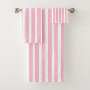 Conjunto De Toalhas Listras cor-de-rosa e brancas macias verticais