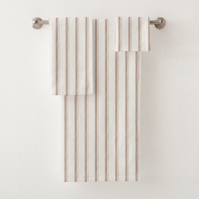 Conjunto De Toalhas Listras Creme Marrom (Insitu)