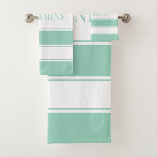 Conjunto De Toalhas Listras de Azul Claro e Branco