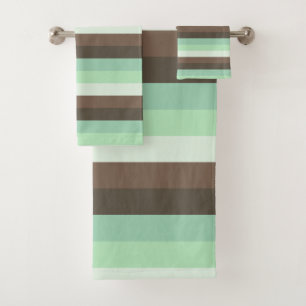 Conjunto De Toalhas Listras de Bloco de Cor de Chocolate com Menta