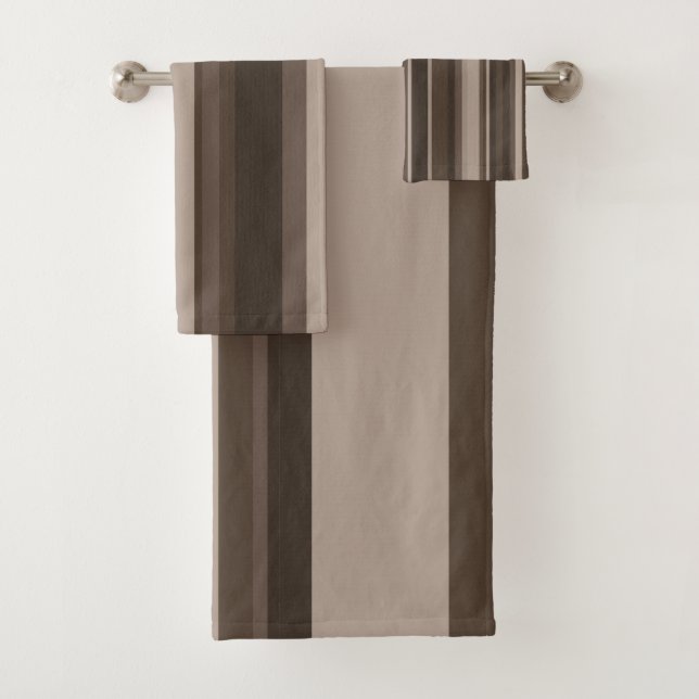 Conjunto De Toalhas Listras de Café e Creme (Insitu)