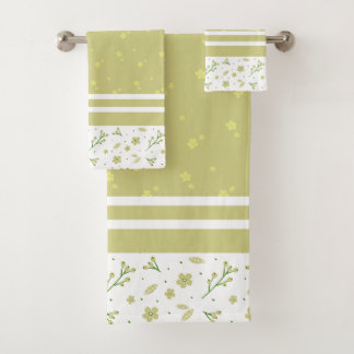 Conjunto De Toalhas Listras de Flor Silvestre Amarela Dourada