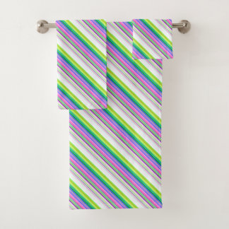 Conjunto De Toalhas Listras de neon coloridas quentes