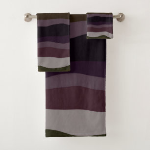 Conjunto De Toalhas Listras de Oliva e Roxo
