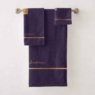 Conjunto De Toalhas Listras de ouro roxo, elegantes e modernas