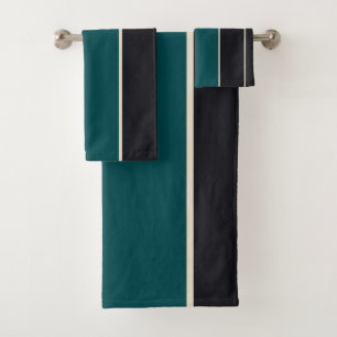 Conjunto De Toalhas Listras de Teal e Onyx