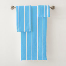 Conjunto De Toalhas Listras de Verão Azul Céu e Branco