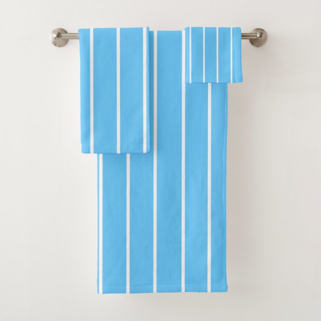 Conjunto De Toalhas Listras de Verão Azul Céu e Branco (Insitu)
