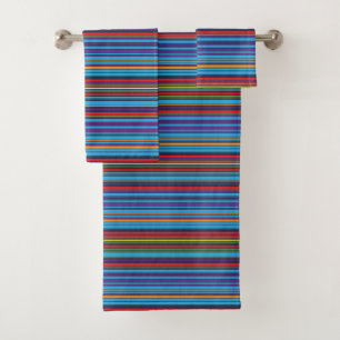 Conjunto De Toalhas Listras de violeta azul-brancas