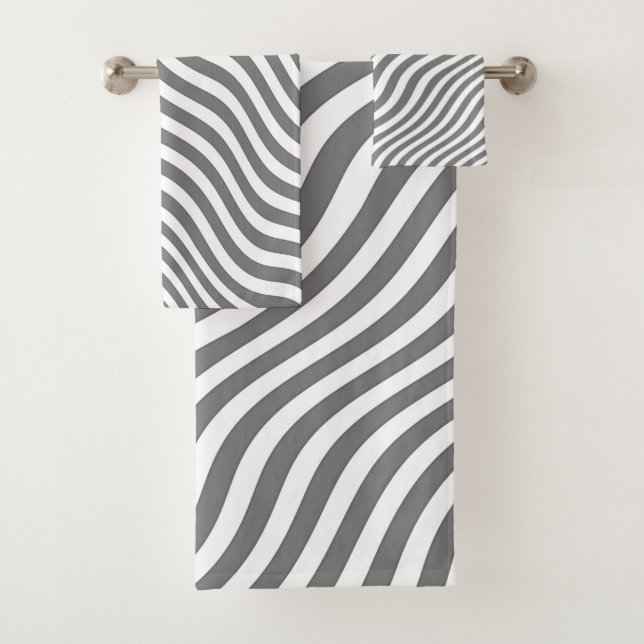 Conjunto De Toalhas LISTRAS DE ZEBRA CINZA NEUTRO Presente (Insitu)