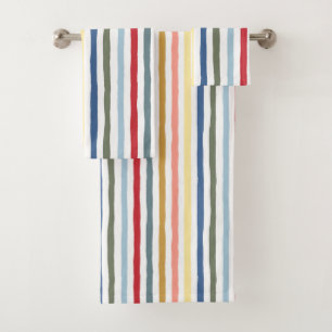 Conjunto De Toalhas Listras desenhadas à mão em cores modernas do meio