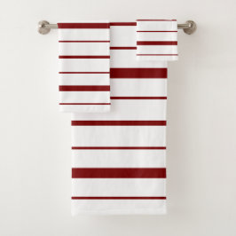 Conjunto De Toalhas Listras Design Burgundy em Branco