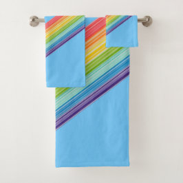 Conjunto De Toalhas Listras do arco-íris diagonais