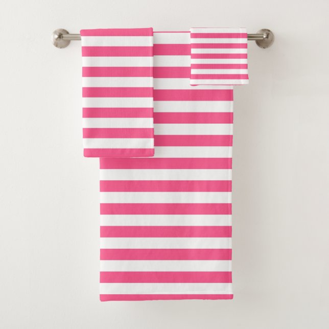 Conjunto De Toalhas Listras do rosa quente e do branco (Insitu)