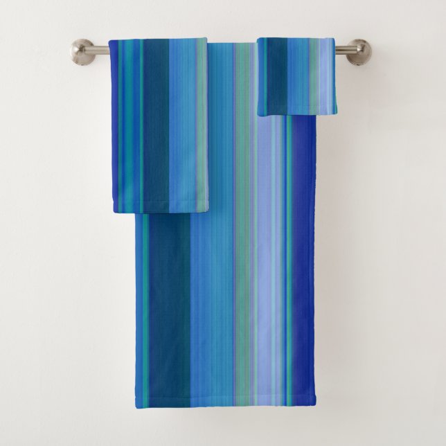 Conjunto De Toalhas Listras em Tons de Azul (Insitu)