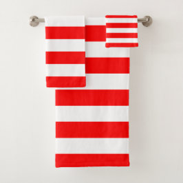 Conjunto De Toalhas Listras horizontais vermelhas e brancas