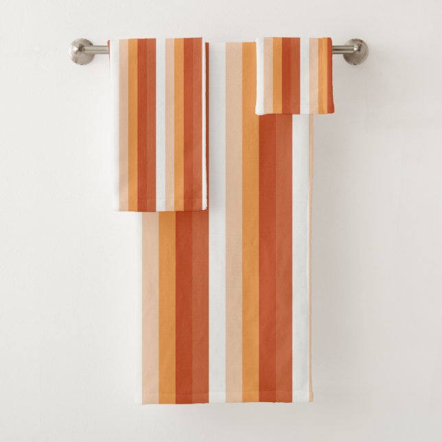 Conjunto De Toalhas Listras Laranja (Insitu)