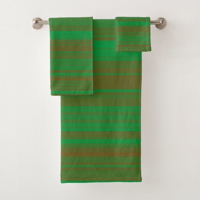 Conjunto De Toalhas Listras Marrons Verdes (Insitu)