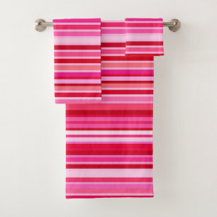 Conjunto De Toalhas Listras misturadas, Fúcsia, Marrom e Rosa