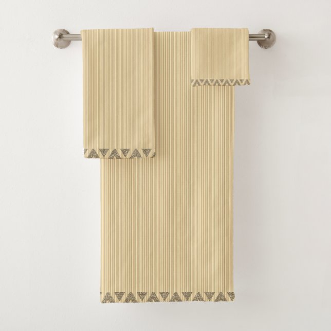 Conjunto De Toalhas Listras Modernas Dourado Pêssego (Insitu)