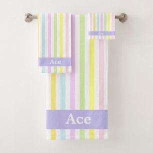 Conjunto De Toalhas Listras Modernas em Cores Pastel Personalizadas