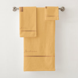 Conjunto De Toalhas Listras monogramadas amarelas elegantes modernas e