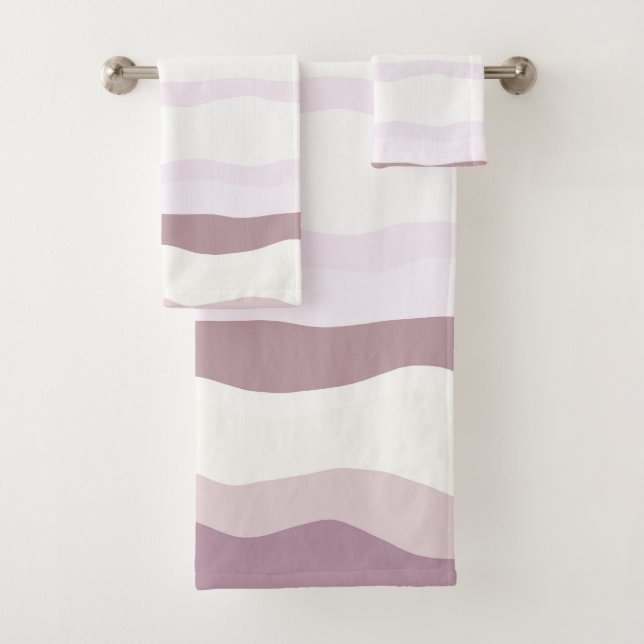 Conjunto De Toalhas Listras onduladas rosa (Insitu)