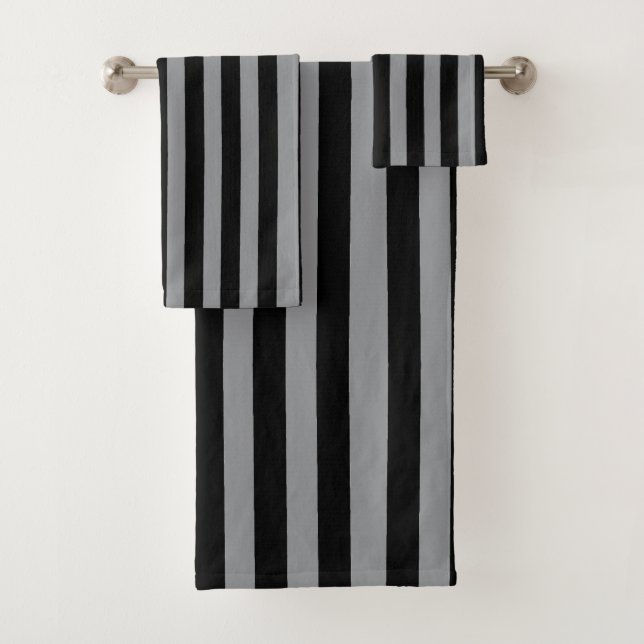 Conjunto De Toalhas Listras pretas e cinzas (Insitu)