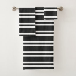 Conjunto De Toalhas Listras preto e branco clássicas
