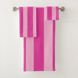 Conjunto De Toalhas Listras Rosa