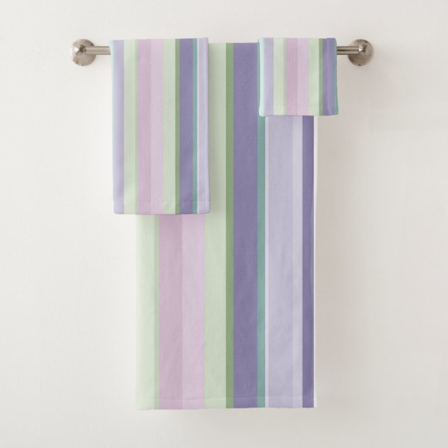 Conjunto De Toalhas Listras roxas, Neptuno, verde marinho e lavanda (Insitu)