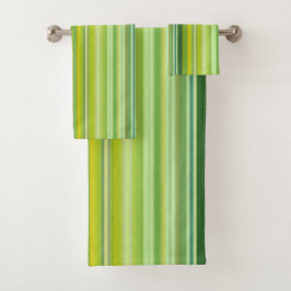 Conjunto De Toalhas Listras Verdes e Amarelas