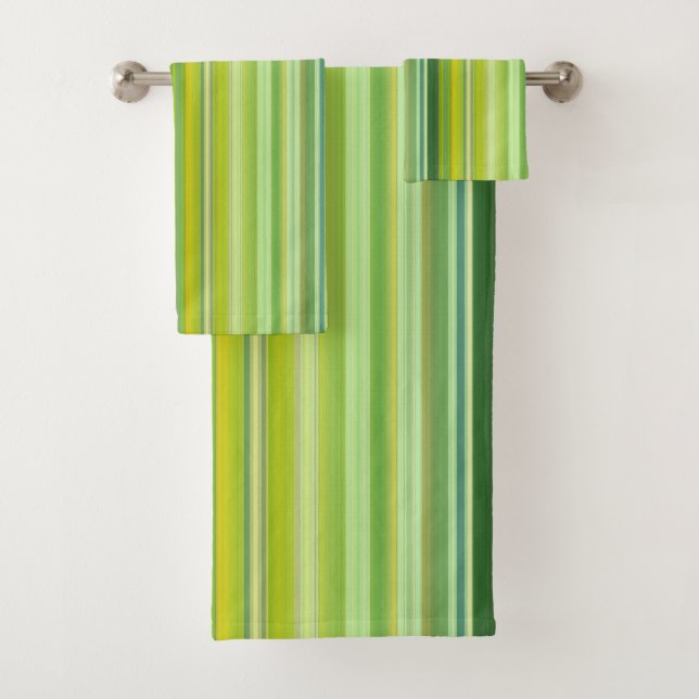 Conjunto De Toalhas Listras Verdes e Amarelas (Insitu)