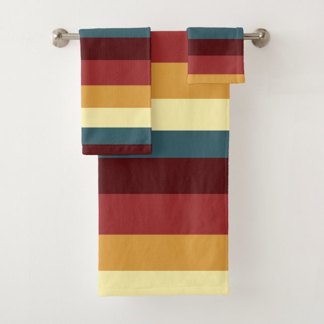 Conjunto De Toalhas Listras vermelhas, lacadas e amarelas (Insitu)