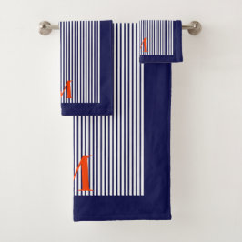 Conjunto De Toalhas Listras Verticais Azuis Elegantes Costeiras