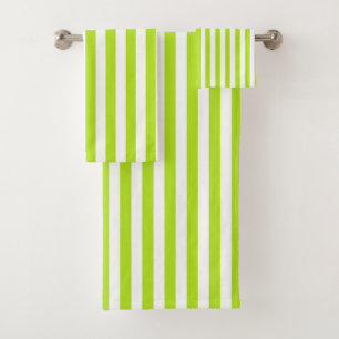 Conjunto De Toalhas Listras verticais do verde limão e do branco