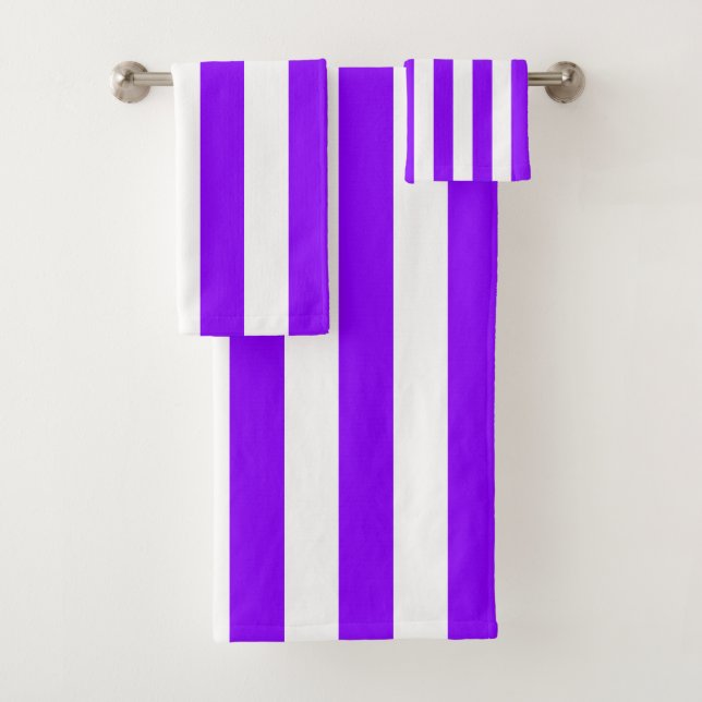Conjunto De Toalhas Listras verticais roxas e brancas (Insitu)