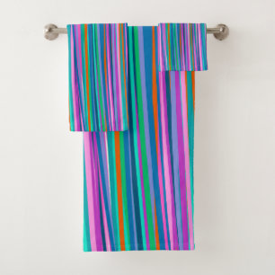 Conjunto De Toalhas Listras vibrantes coloridas em cores brilhantes do