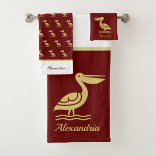 Conjunto De Toalhas Litoral Pelicano Dourado náutico