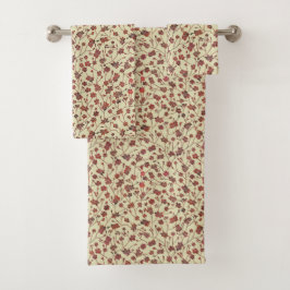 Conjunto De Toalhas Little Brown Floral em Creme