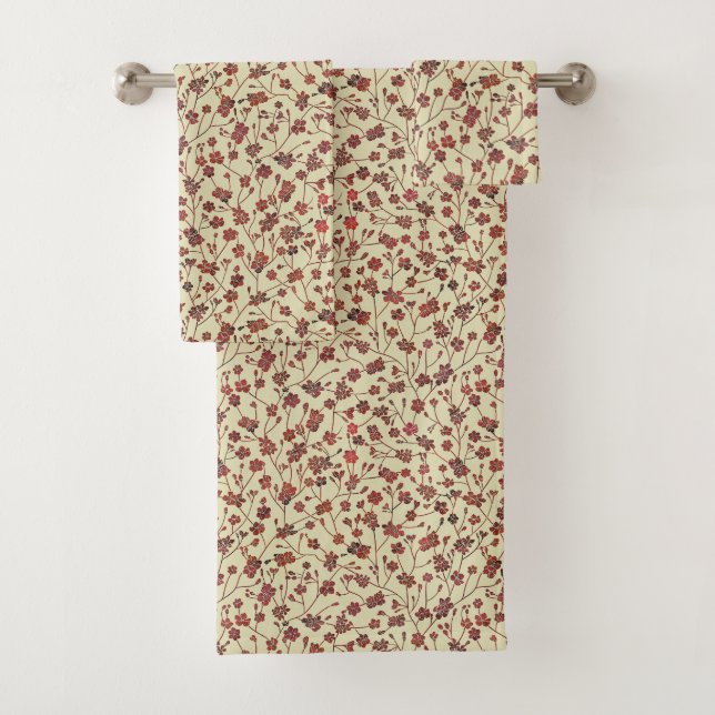 Conjunto De Toalhas Little Brown Floral em Creme (Insitu)