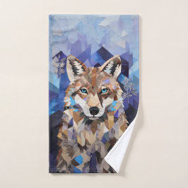 Conjunto De Toalhas Lobo Geométrico da Montanha