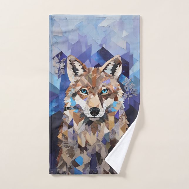 Conjunto De Toalhas Lobo Geométrico da Montanha (Toalha de mão)